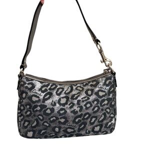 Coach Silver & black Leopard Print mini Bag